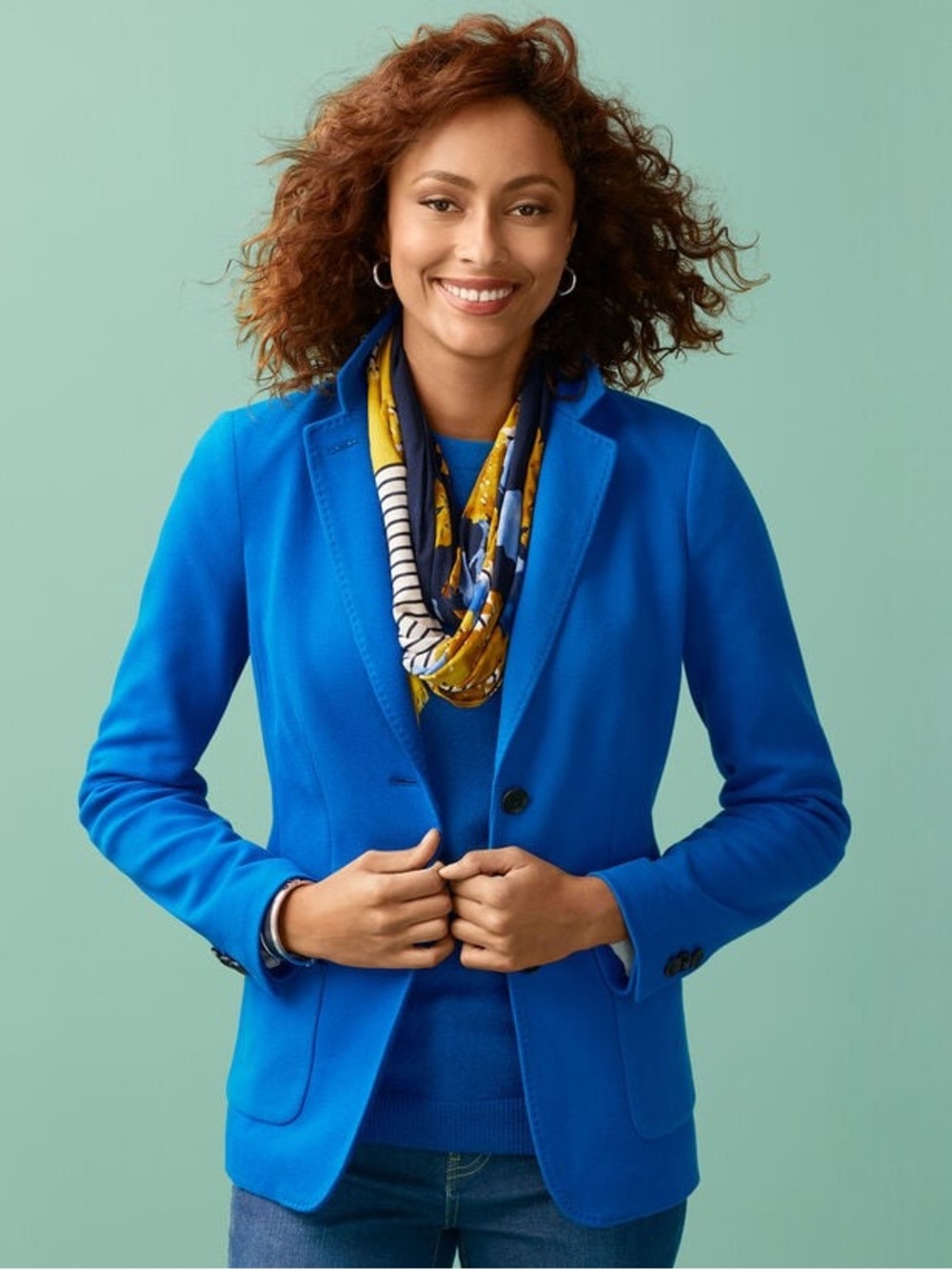 Talbots Aberdeen Cobalt Blue Tweed Blazer Size 4P